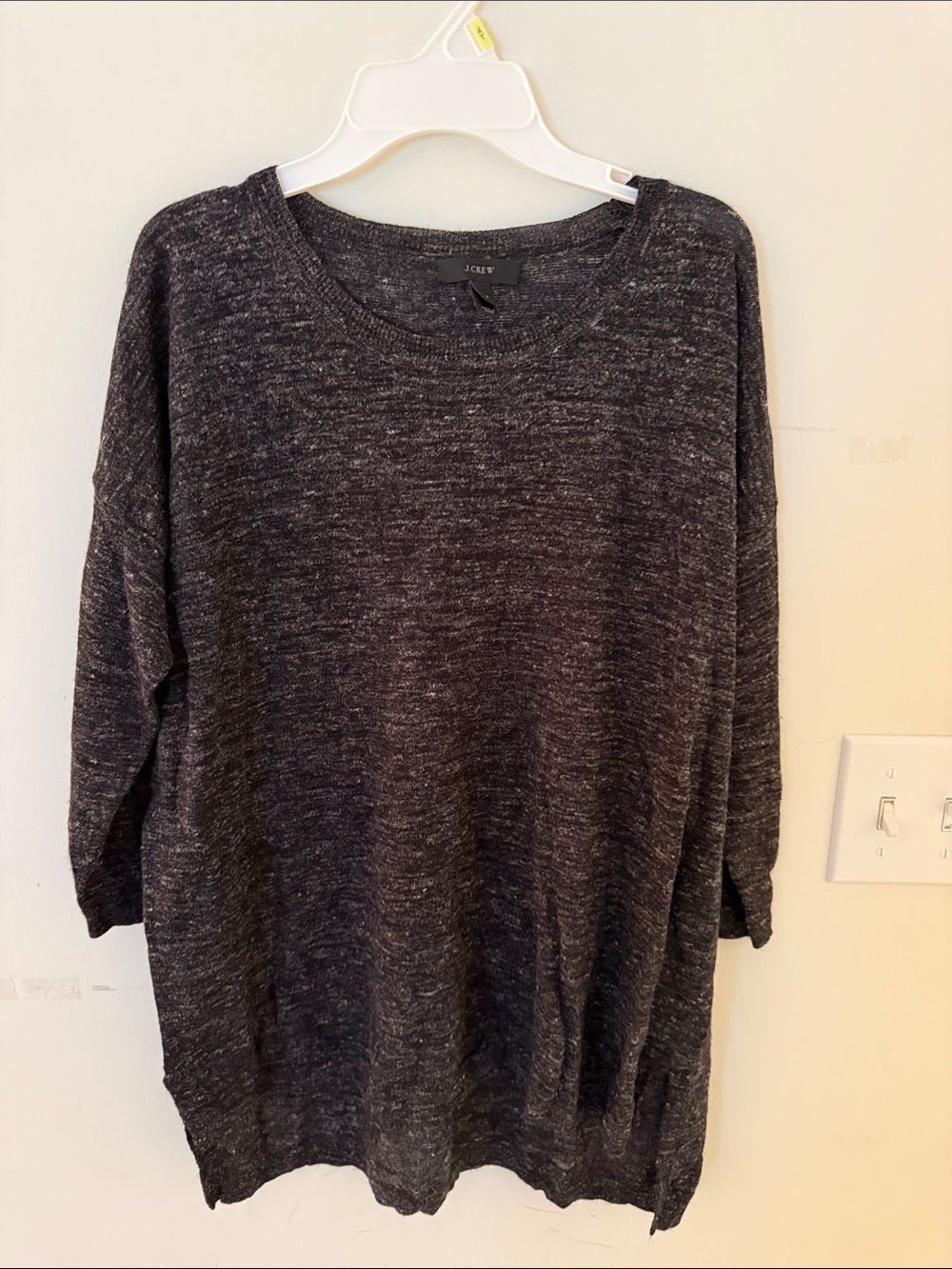 J. Crew Charcoal Heather Knit layered Crewneck Pullover